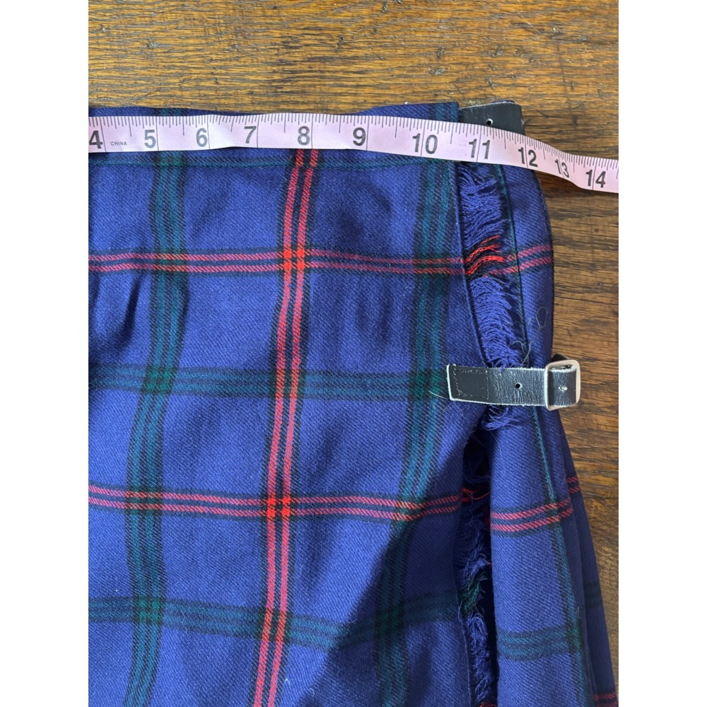 Loch Lomond Mill Vintage Scottish Wool Tartan Plaid Kilt Skirt Blue Red Green 0 - Picture 4 of 15